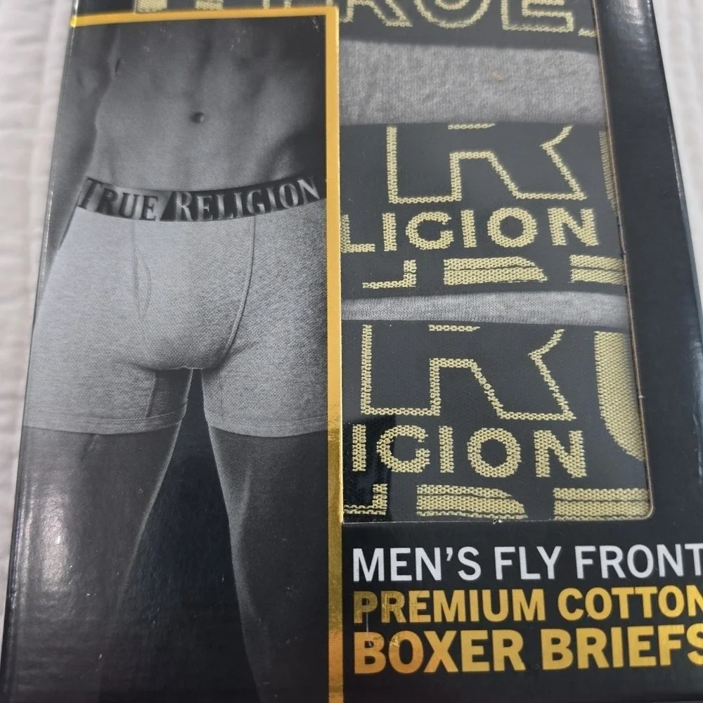 True Religion 5 Pack Men's Fly Front Premium Cotton Boxer Briefs XL 40-42 NWT